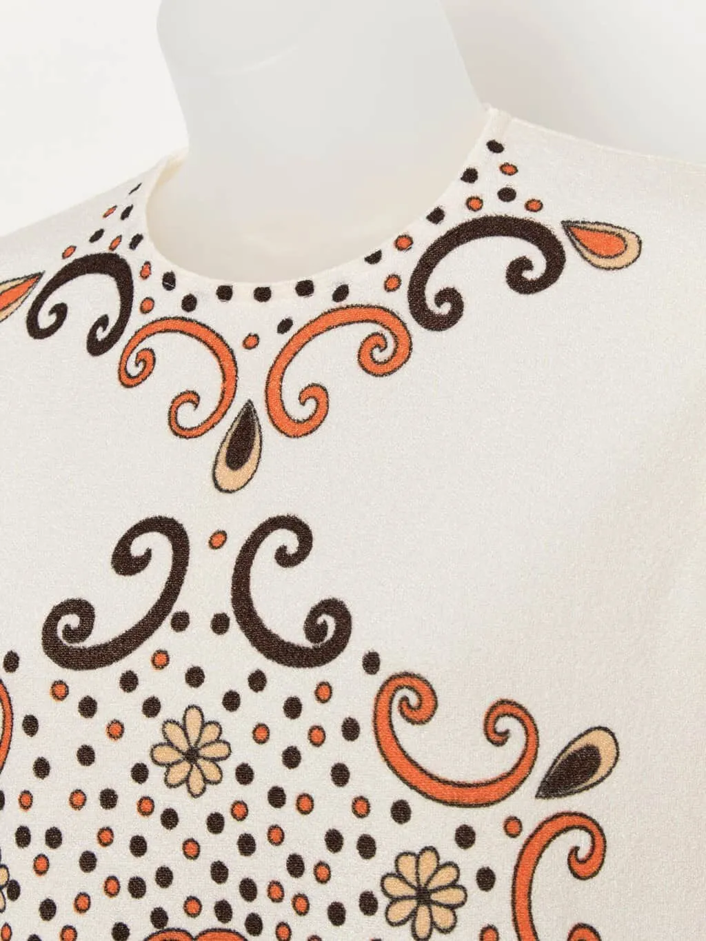 60s vintage top / tunic with brown and orange floral pattern – Small / Medium