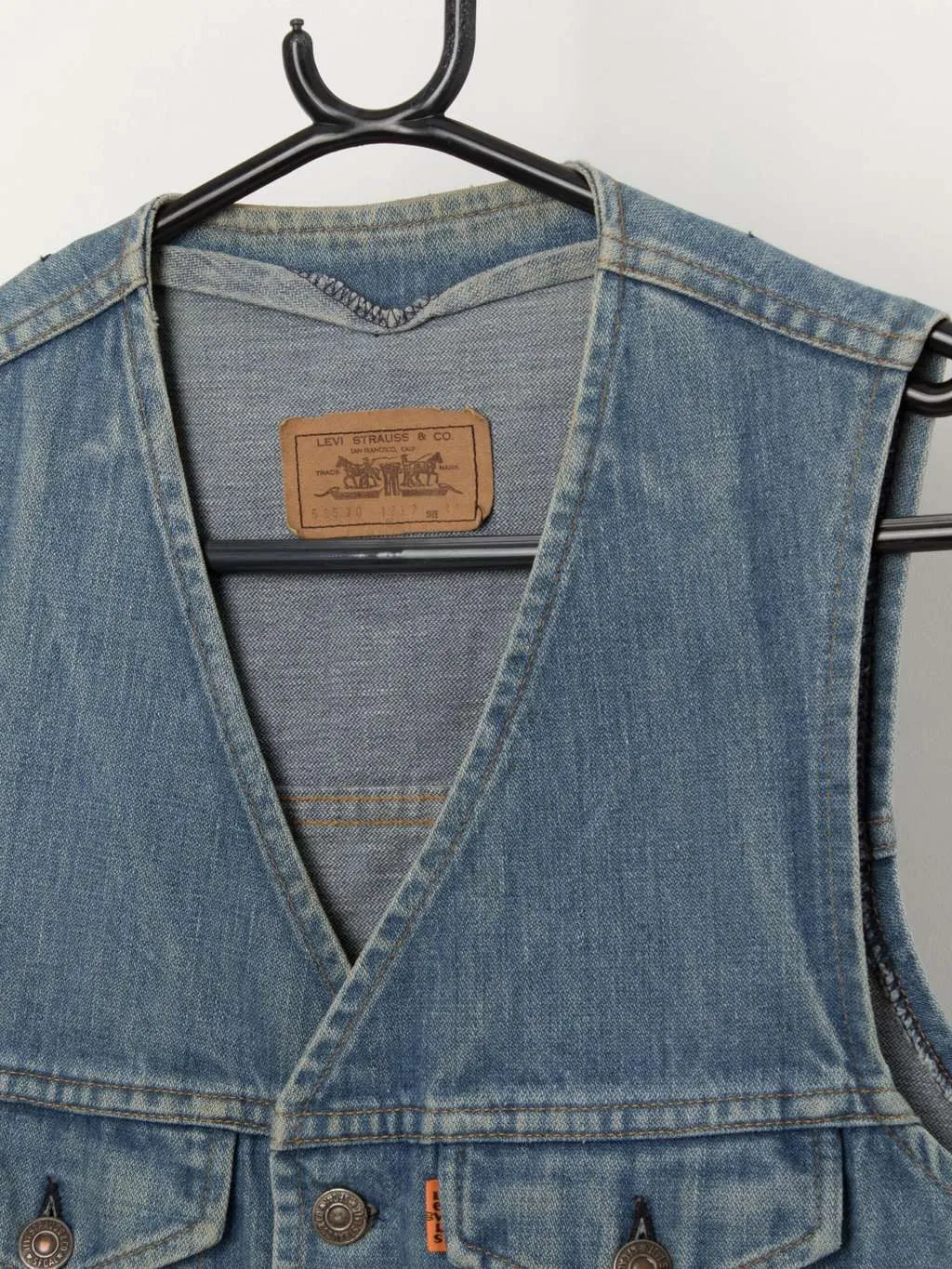 70s vintage Levis denim vest, orange tab – Small / Medium