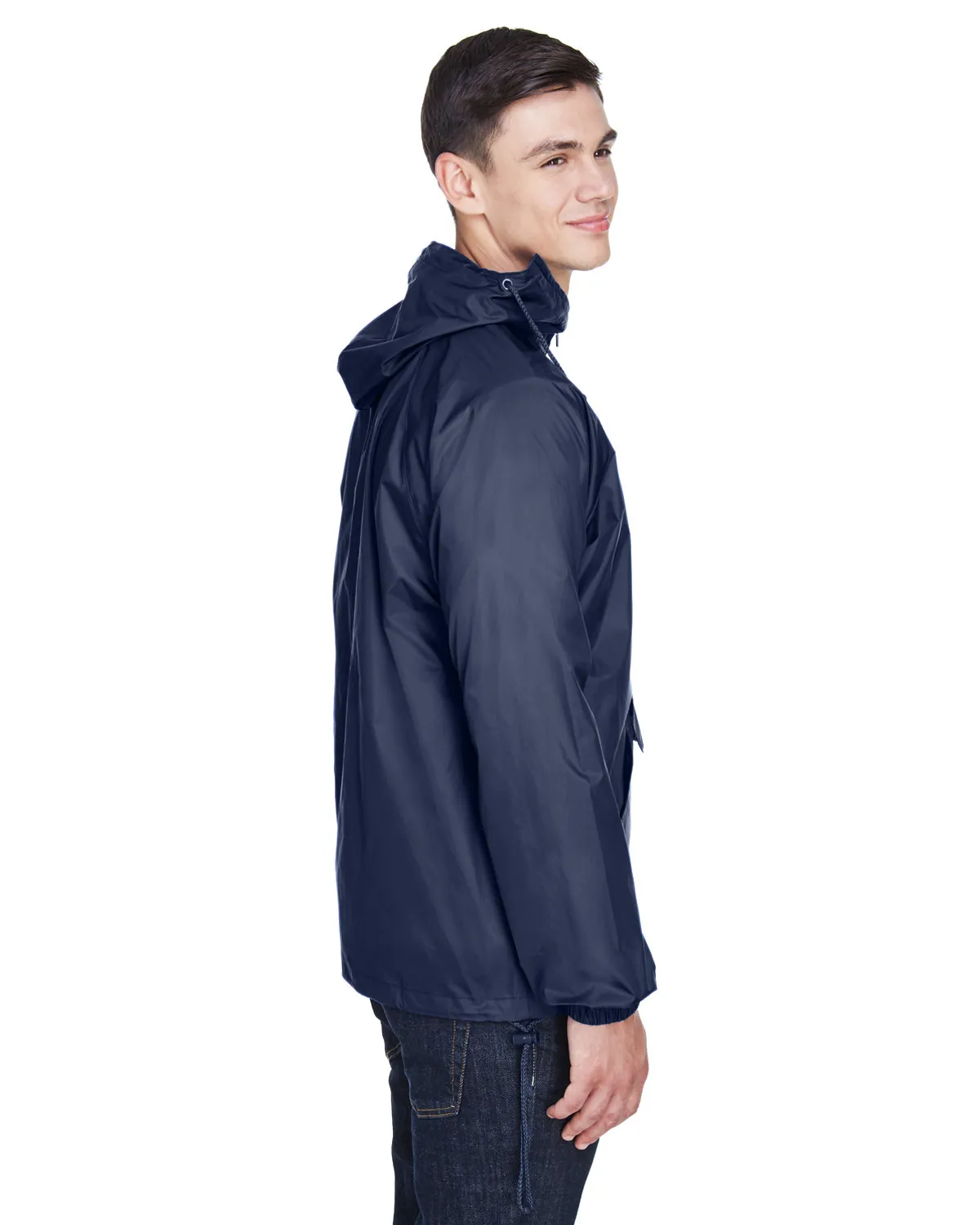 8925 UltraClub® Adult 1/4-Zip Hooded Nylon Pullover Pack-Away Jacket SKU: 8925