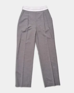 Alexander Wang Ladies High Waisted Pleated Pant w/ Logo Elastic Light Heather Grey 1WC3244748 050