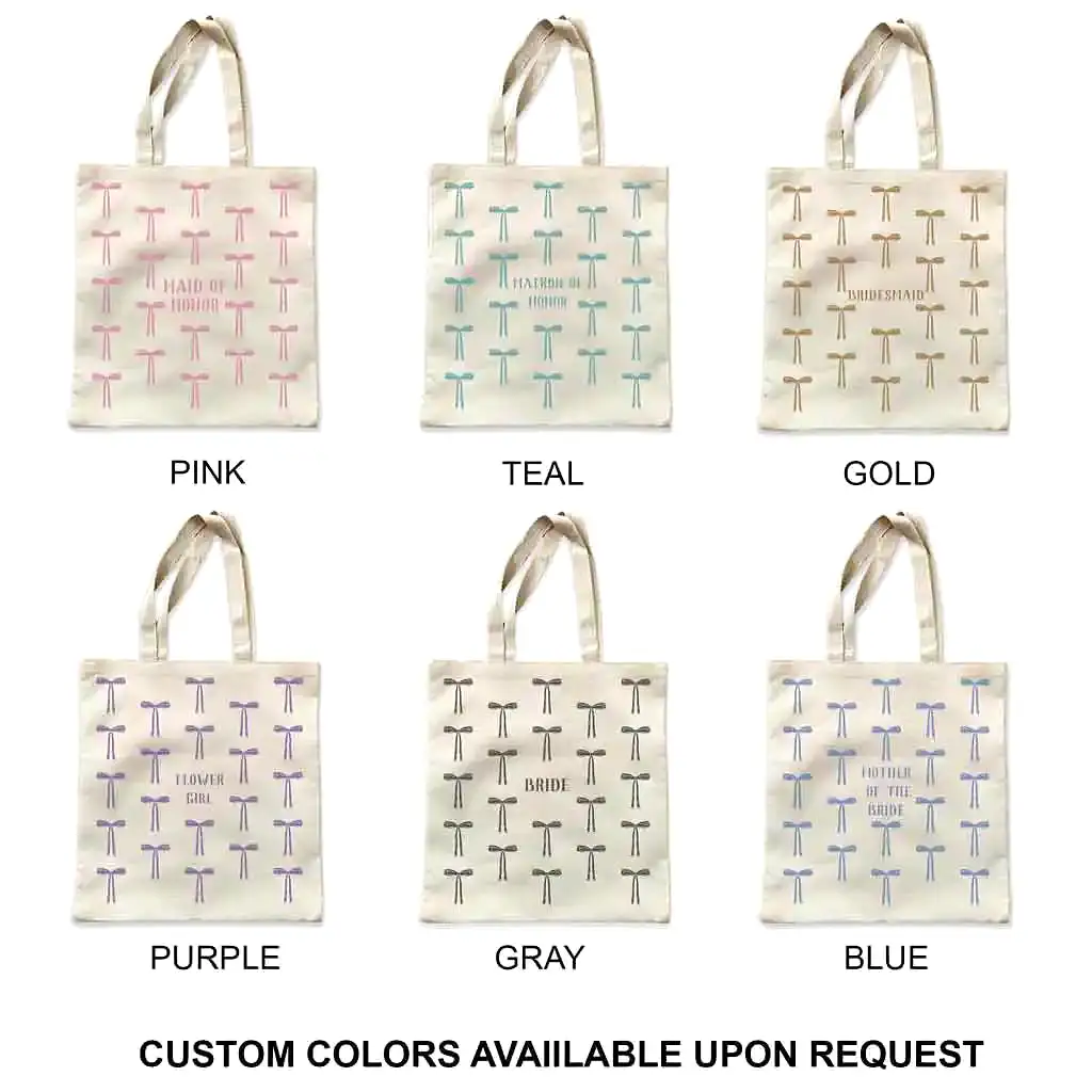 All Over Coquette Bow Bridal Party Tote Bag