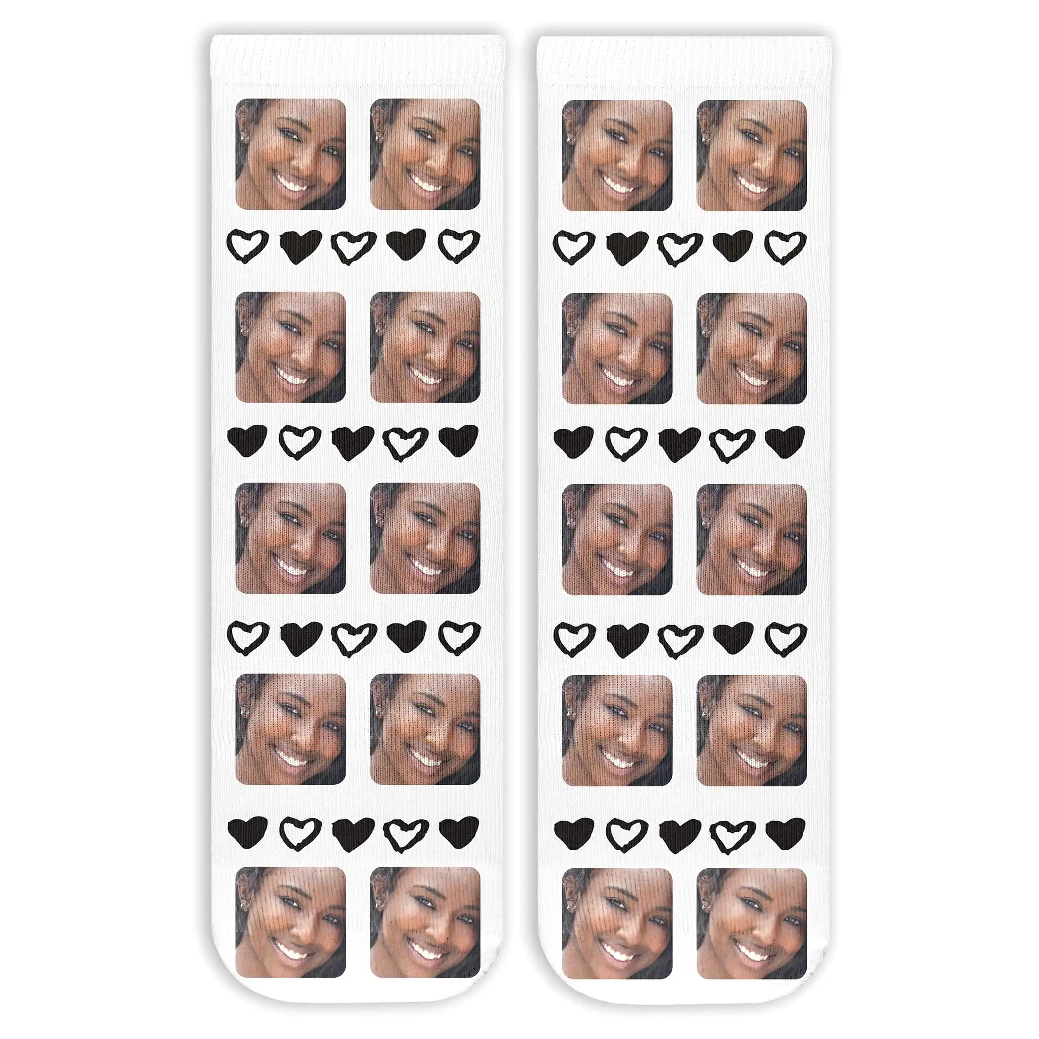 All Over Hearts and Faces Design on Unisex Short Crew Socks