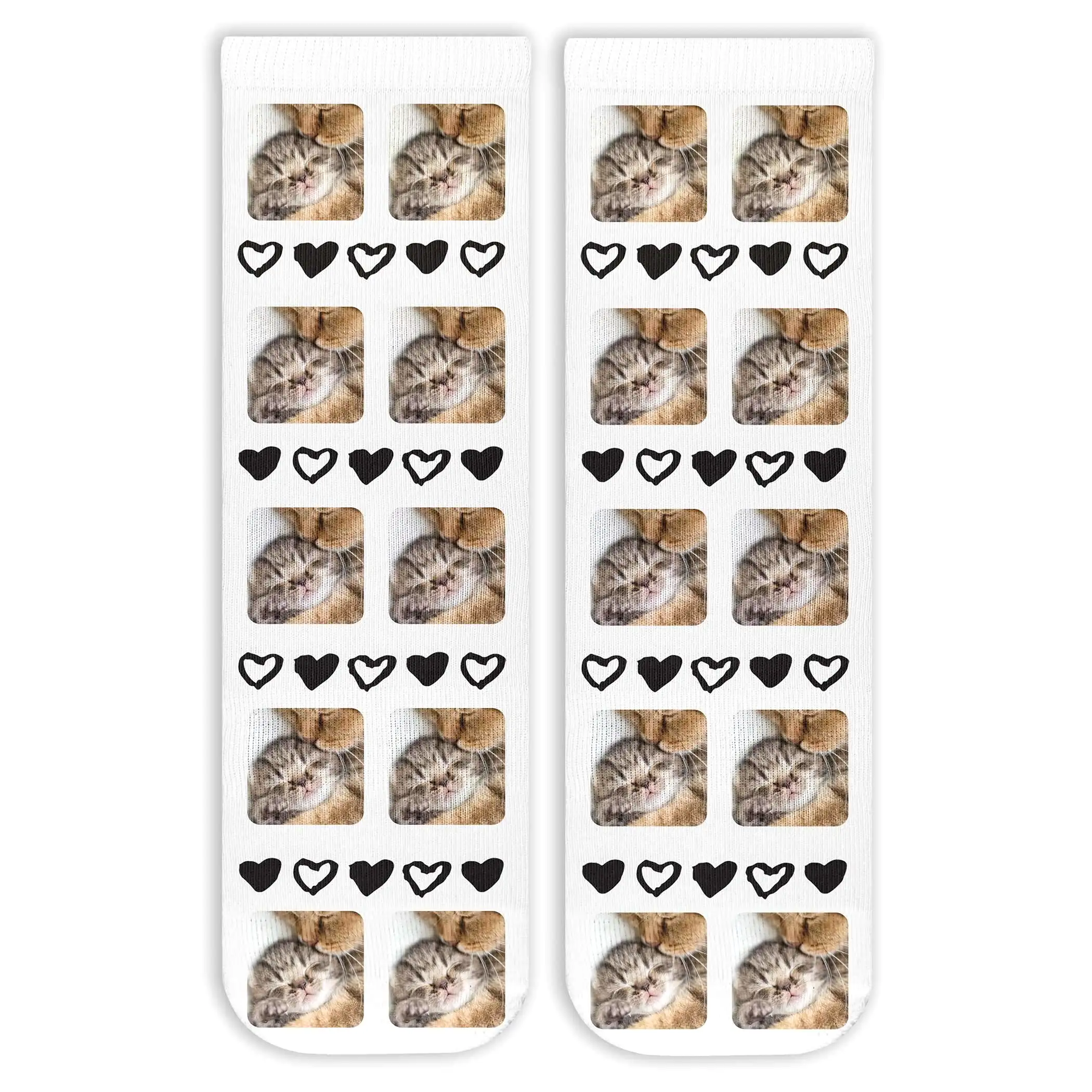 All Over Hearts and Faces Design on Unisex Short Crew Socks