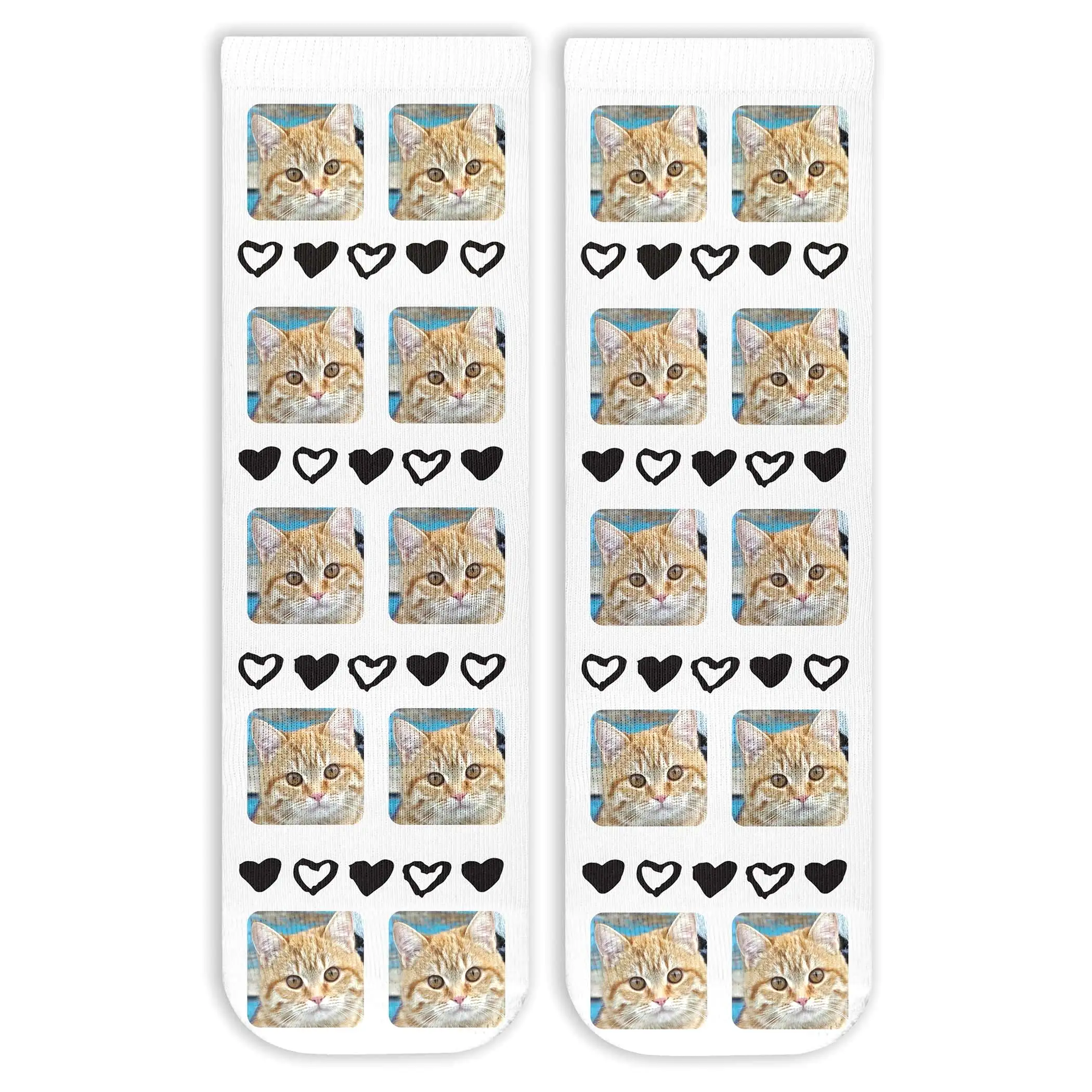 All Over Hearts and Faces Design on Unisex Short Crew Socks