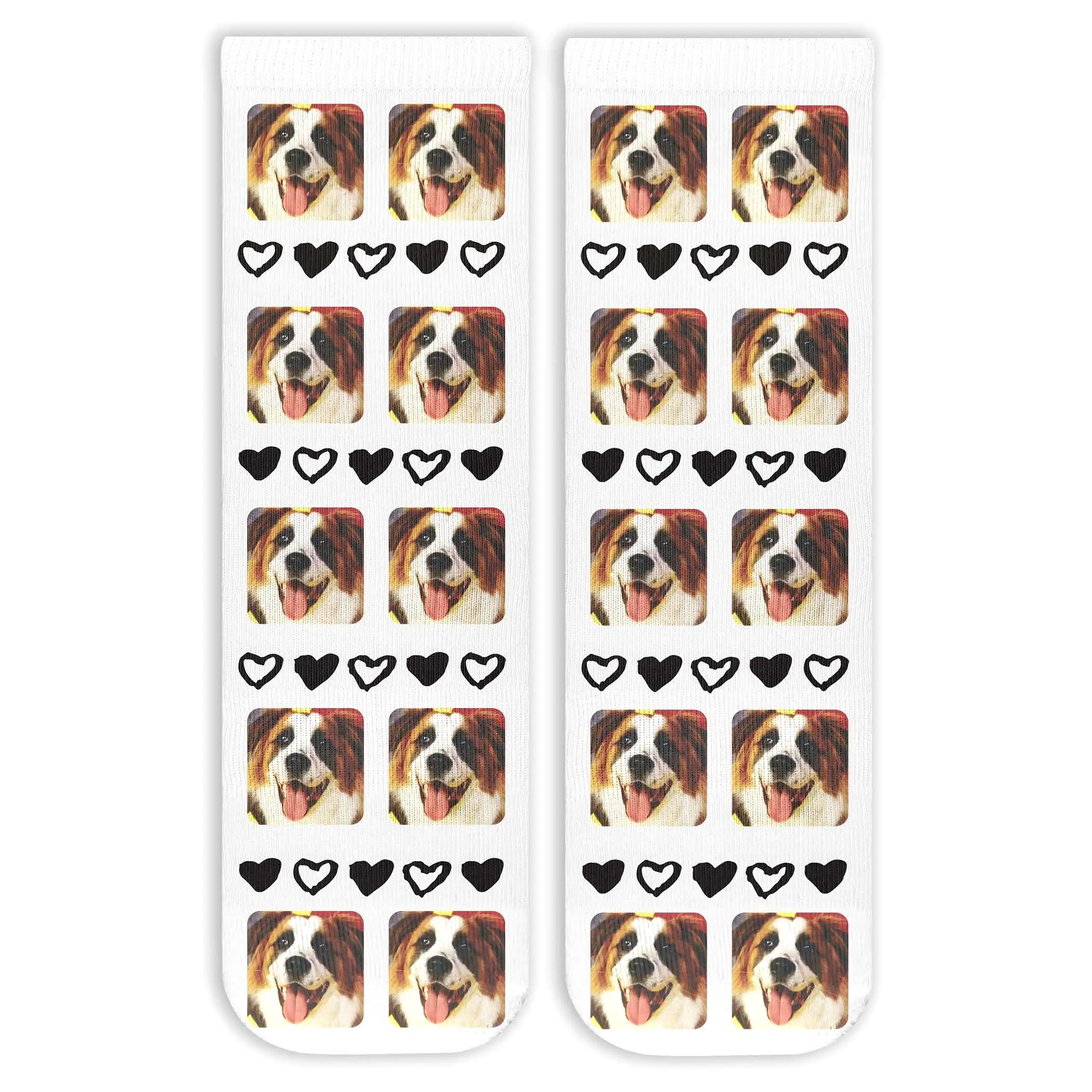 All Over Hearts and Faces Design on Unisex Short Crew Socks