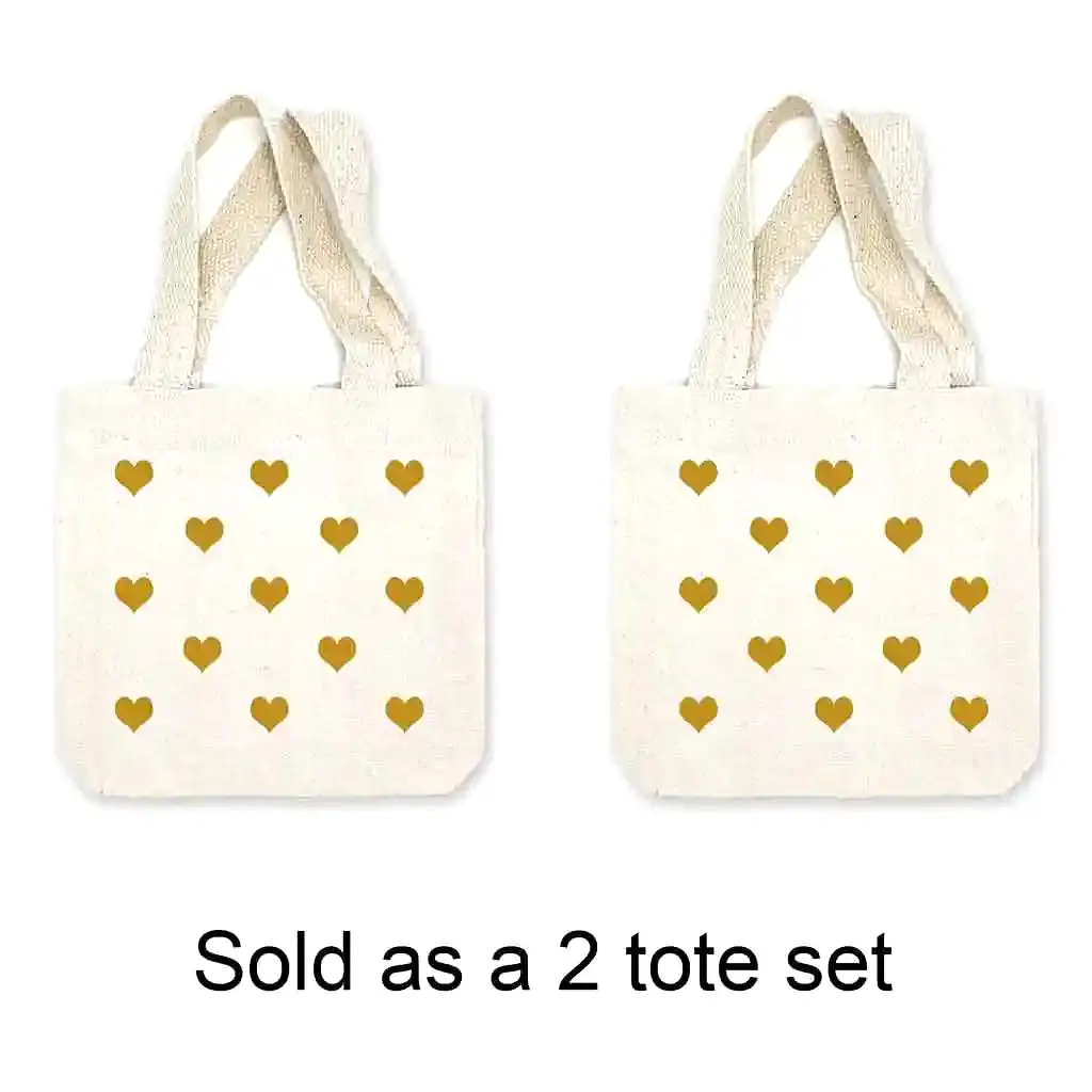 All Over Hearts Mini Tote Bags - Sold as set of 2