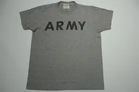 Army Heathered Gray Single Stitch Vintage 80's PT Physical Fitness Gym T-Shirt Uniform