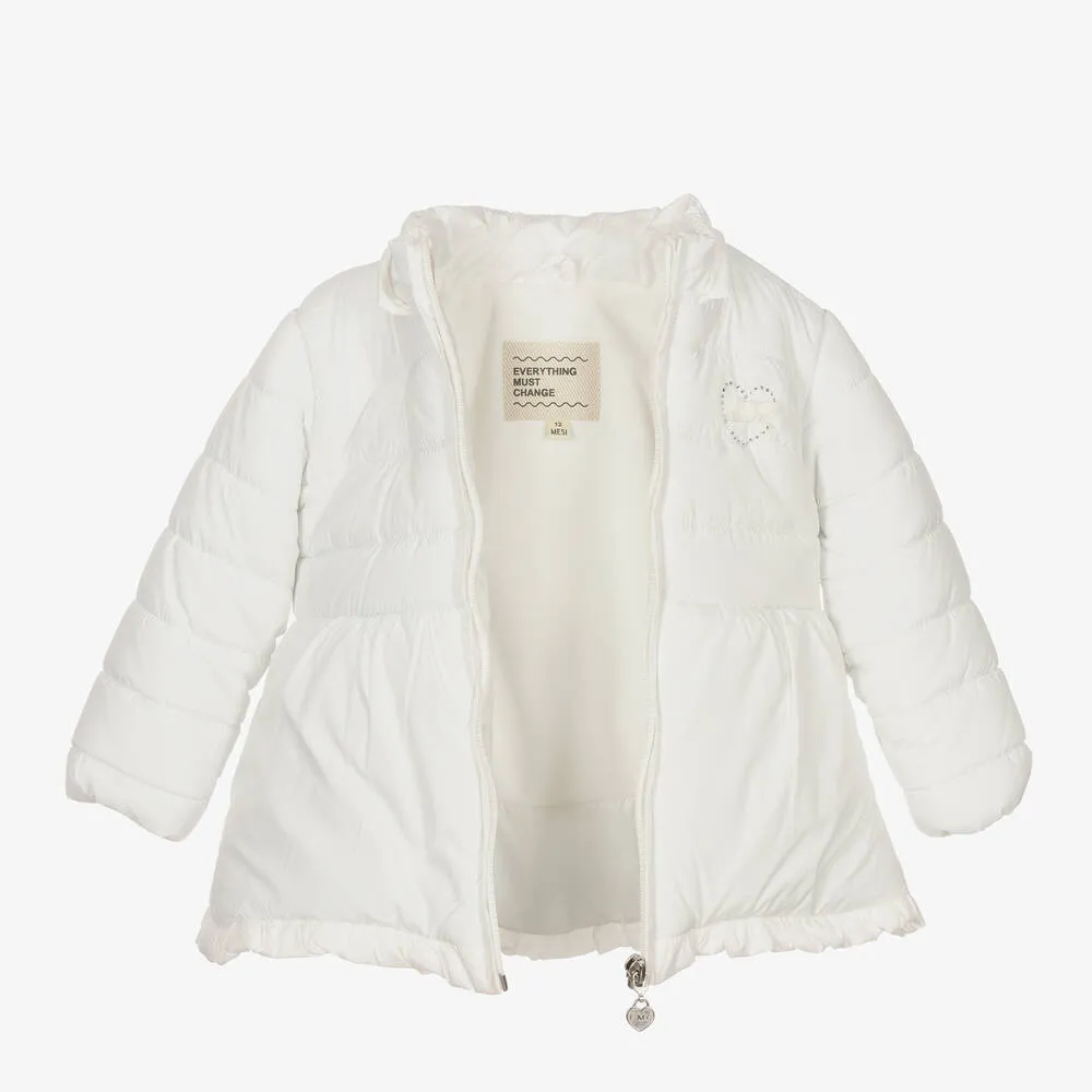 Baby Girls White Puffer Coat