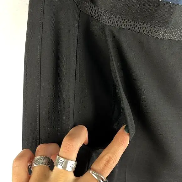 Balenciaga ParisBlack Trousers with Navy Dotted Waist Trim