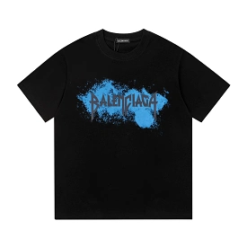 Balenciaga spray-painted logo short-sleeved T-shirt Black 12.19