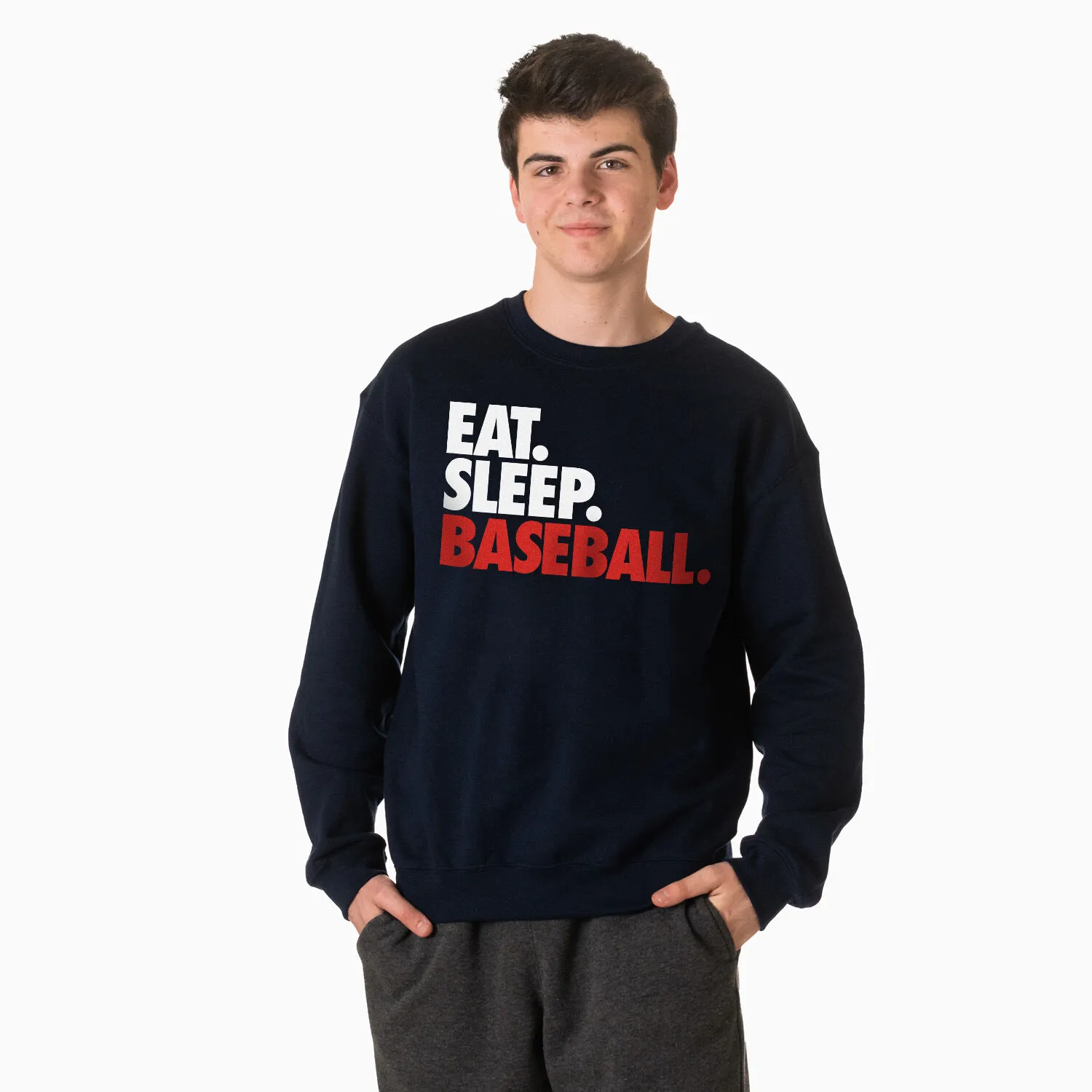 Baseball Crewneck Sweatshirt - Eat Sleep Baseball Bold 