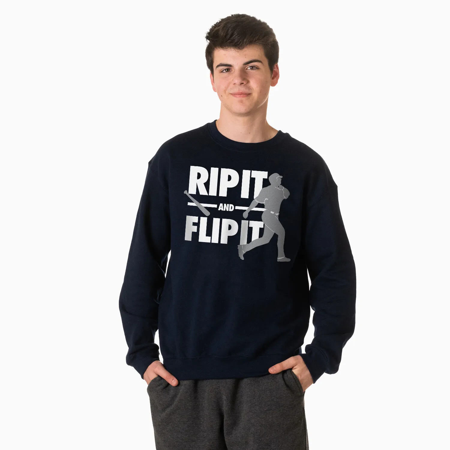 Baseball Crewneck Sweatshirt - Rip It Flip It 