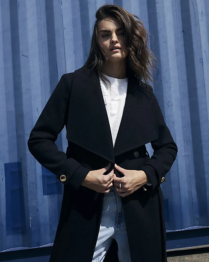 Black belted wrap coat