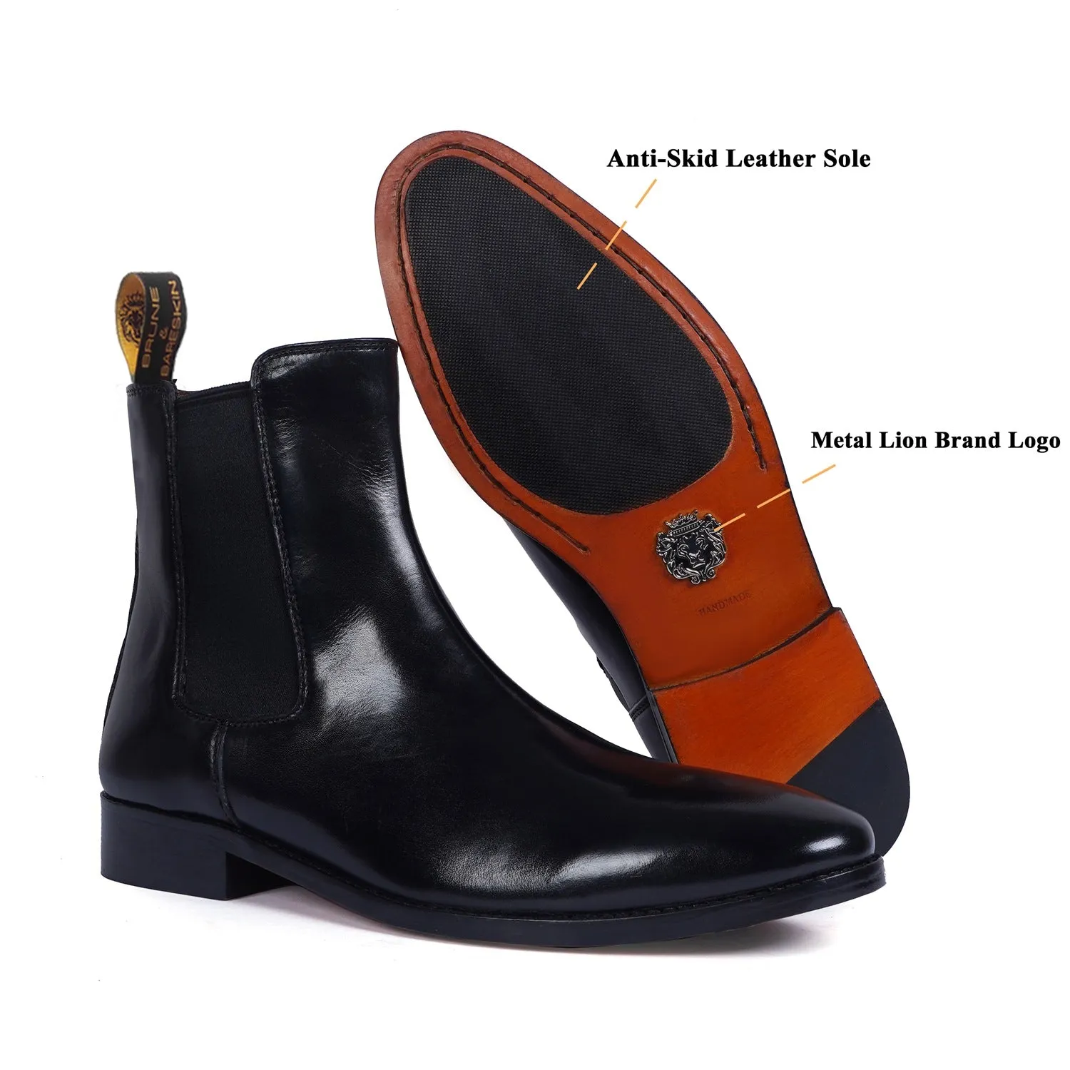 Black Chelsea Boot with Leather Sole