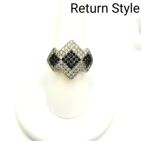 Black Clear Sterling & CZ SZ 9 Ring SS