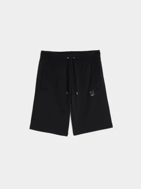 Bold Fox Head Patch Oversize Jog Shorts, Black