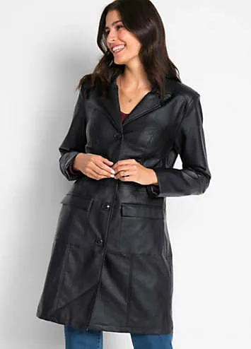 bonprix Pleather Trench Coat | Kaleidoscope