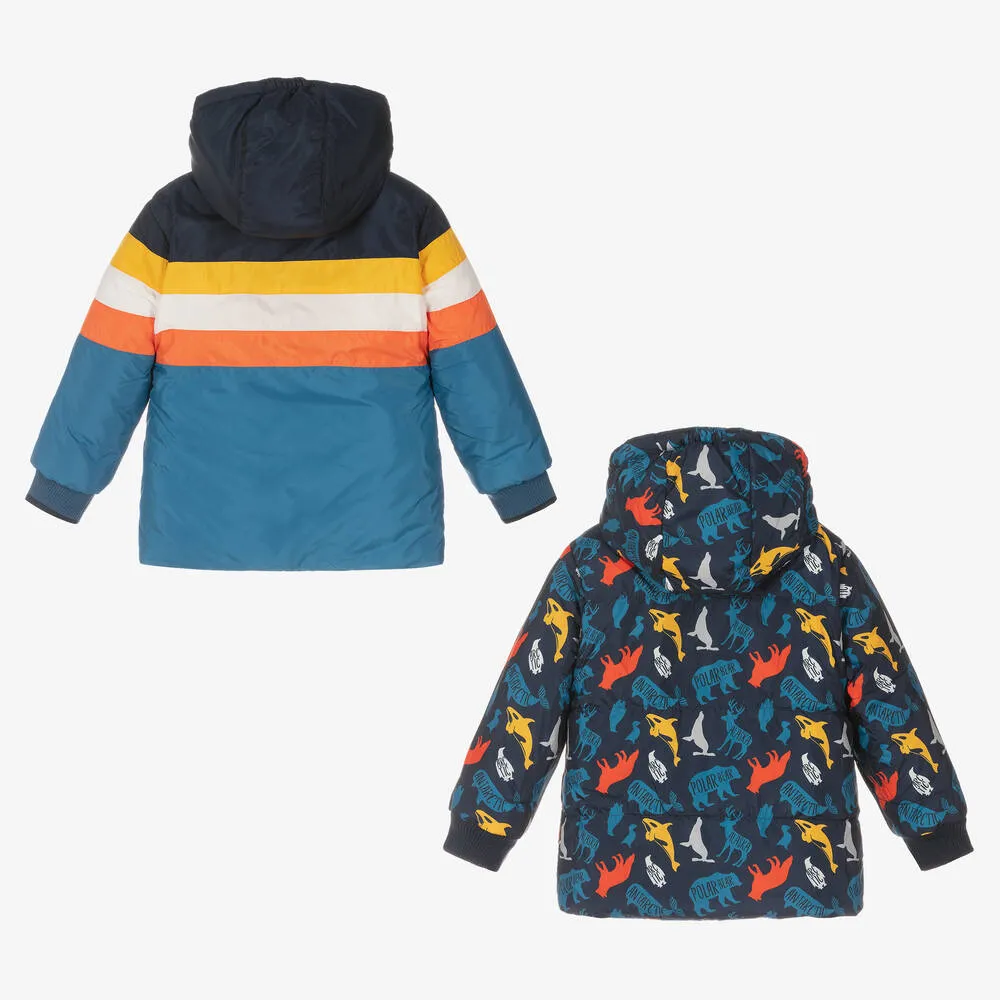 Boys Blue Reversible Coat