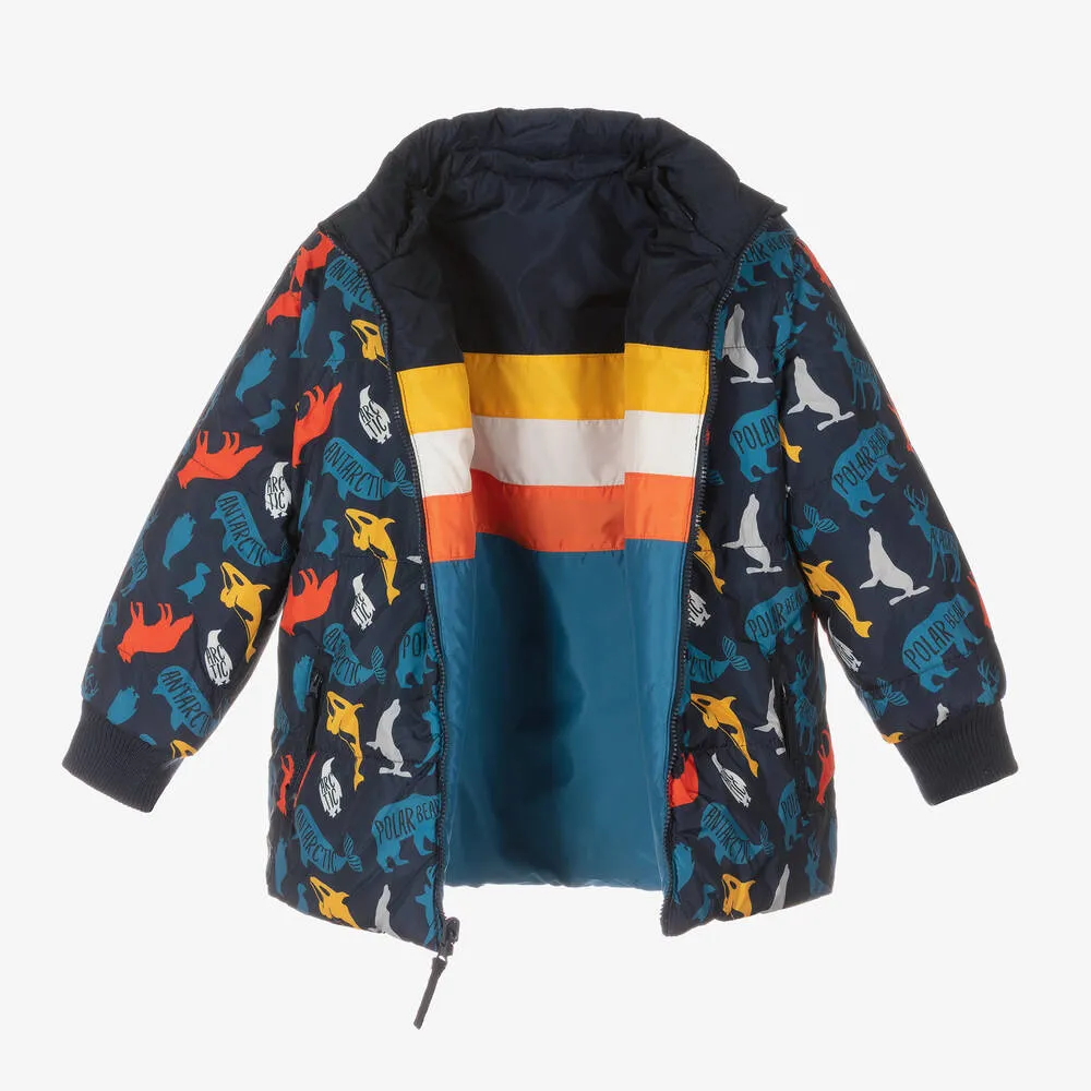 Boys Blue Reversible Coat