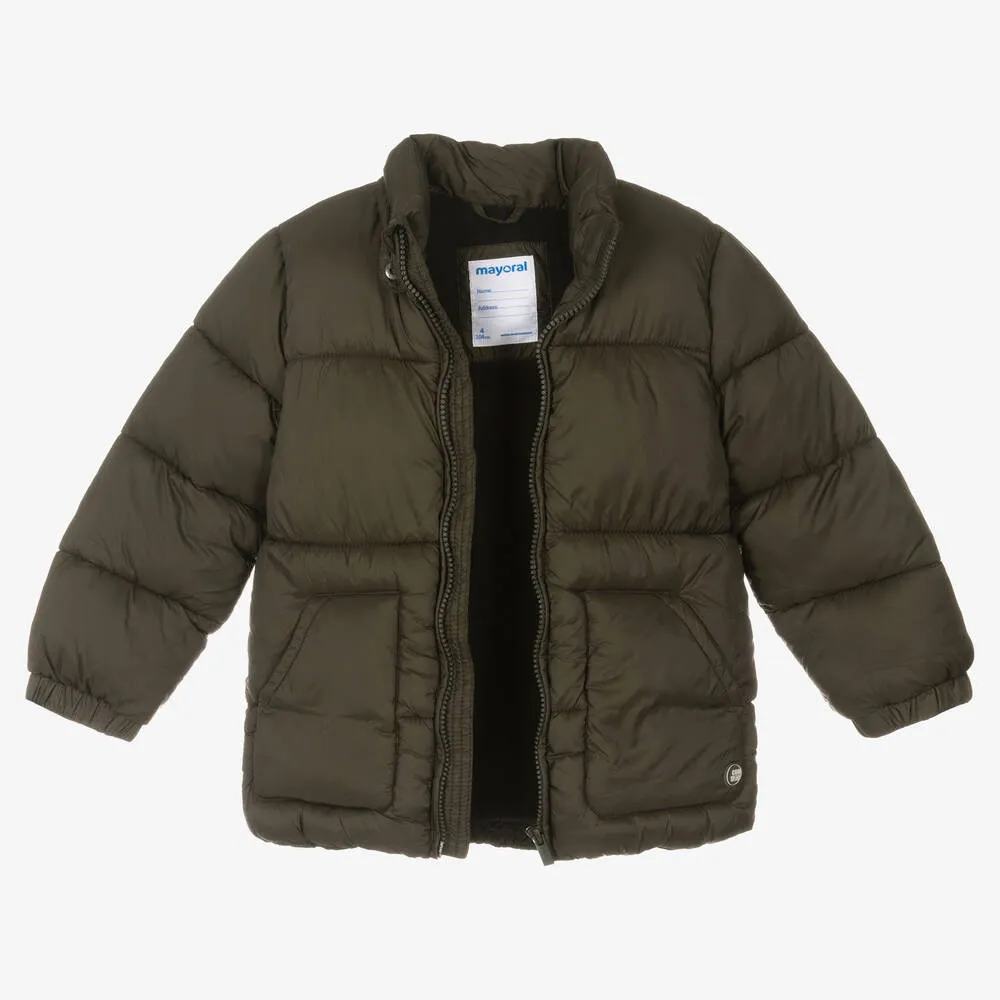 Boys Green Puffer Coat