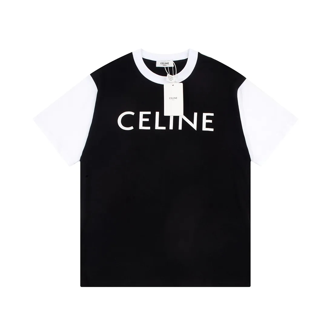 Celine 23ss front graphic print stitching short-sleeved T-shirt black 6.14