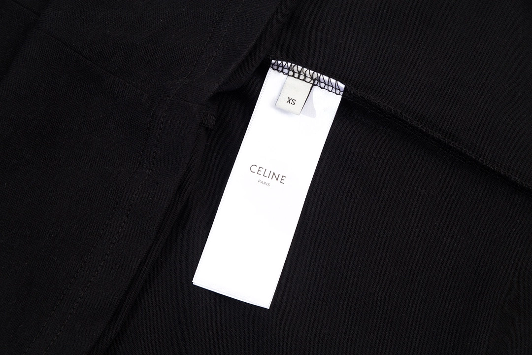 Celine 23ss front graphic print stitching short-sleeved T-shirt black 6.14