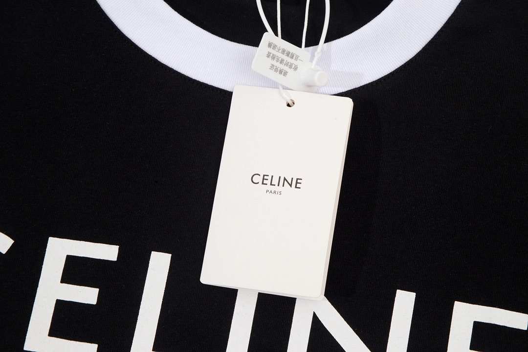 Celine 23ss front graphic print stitching short-sleeved T-shirt black 6.14