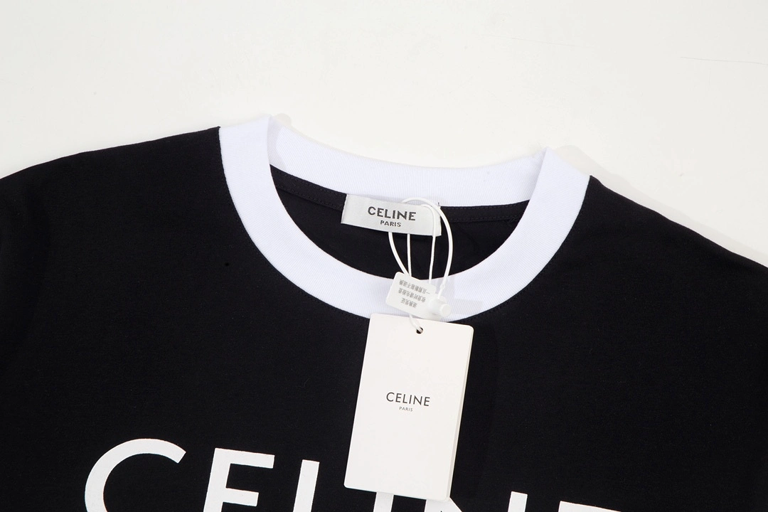 Celine 23ss front graphic print stitching short-sleeved T-shirt black 6.14