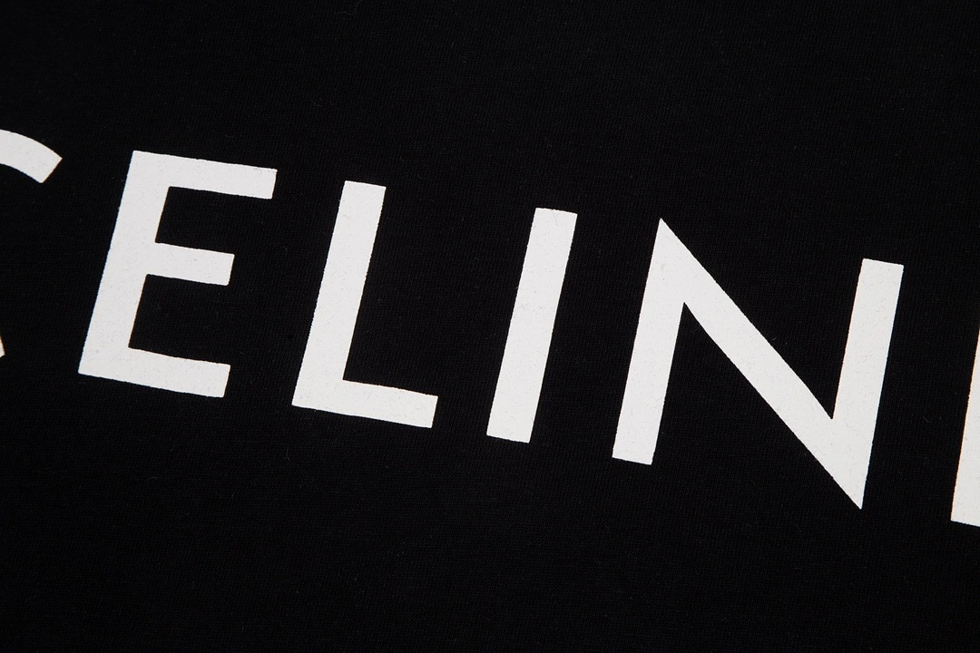 Celine 23ss front graphic print stitching short-sleeved T-shirt black 6.14