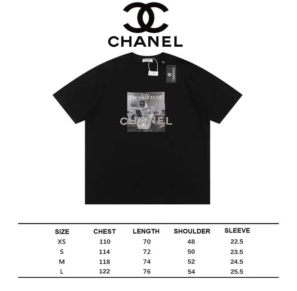 CHANEL 24SS be different short-sleeved T-shirt Black 1.10