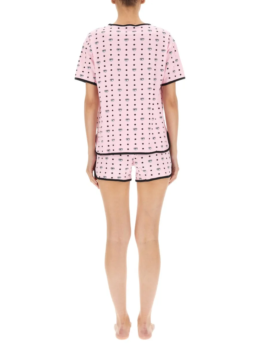 Chiara Ferragni All-Over Logo Crewneck Pyjamas Set