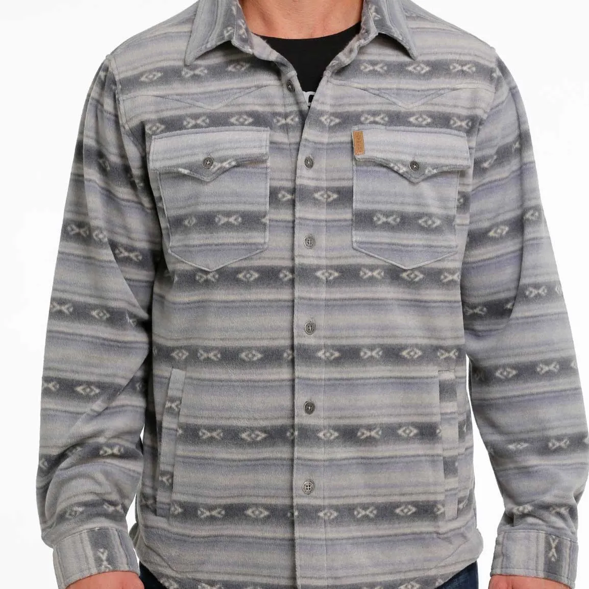 Cinch Men's Aztec Polar Fleece Shirt Jacket-Blue