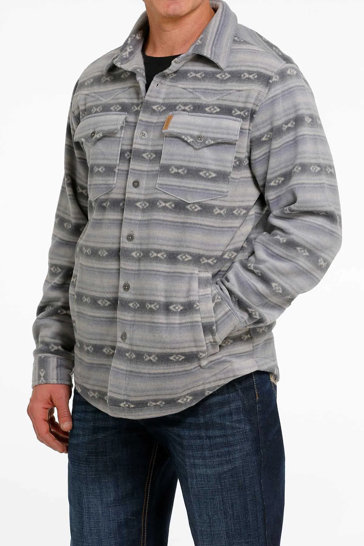 Cinch Men's Aztec Polar Fleece Shirt Jacket-Blue