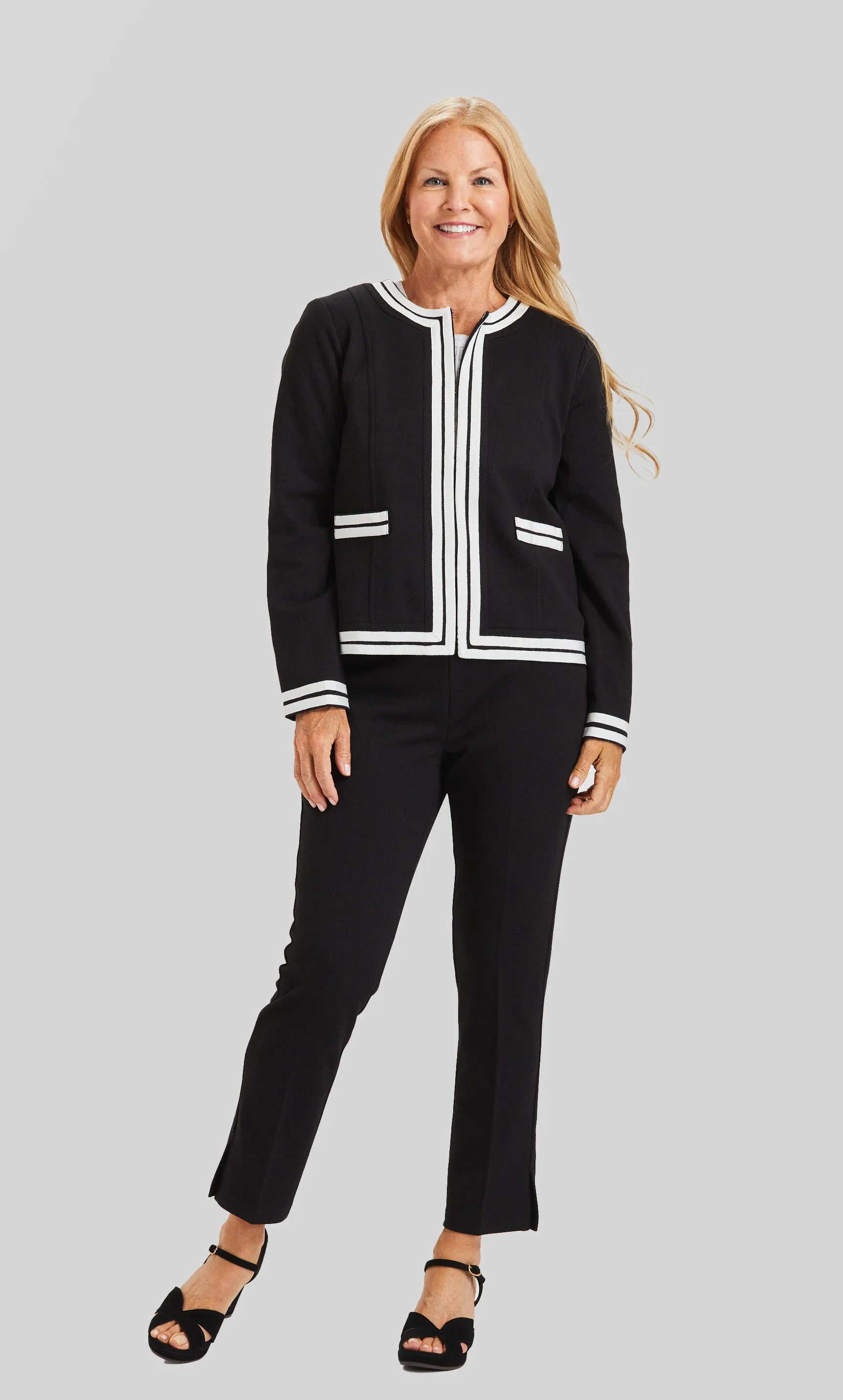 Coco Grosgrain Trim Jacket - Solstice Pique- FINAL SALE