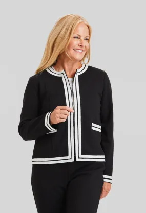 Coco Grosgrain Trim Jacket - Solstice Pique- FINAL SALE