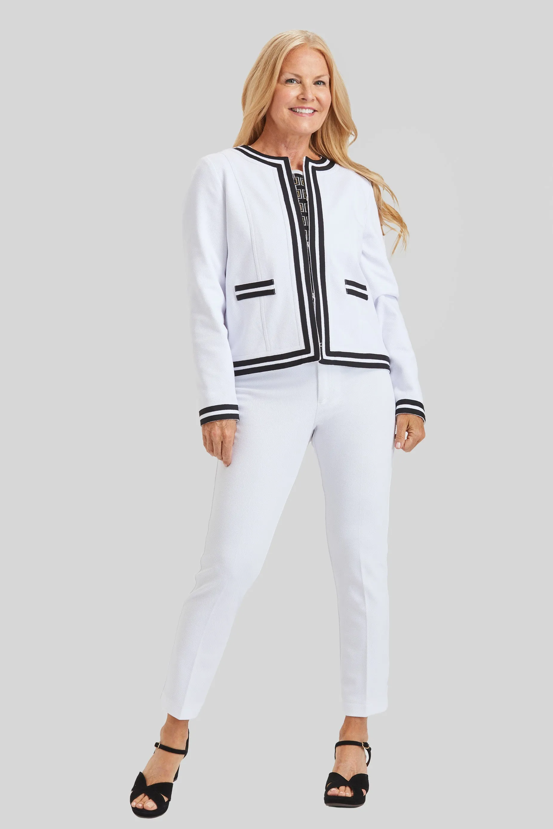 Coco Grosgrain Trim Jacket - Solstice Pique- FINAL SALE