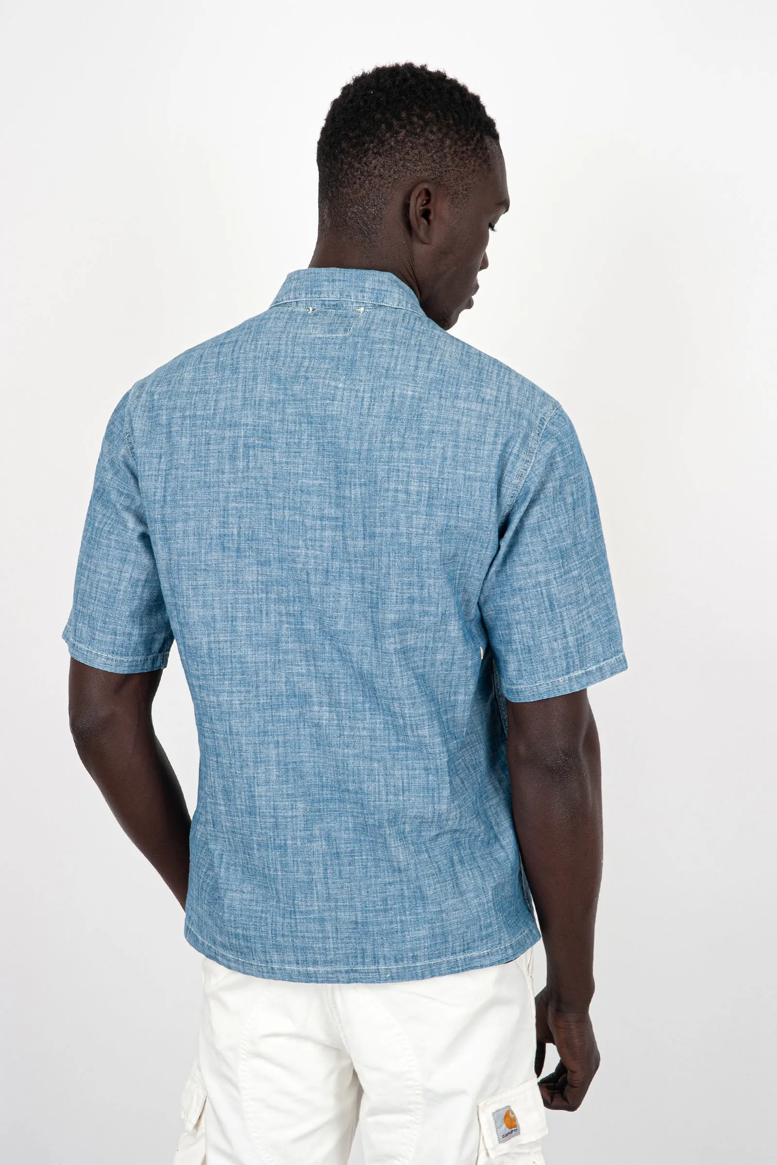 C.P. Company Camicia Short-Sleeved Logo Cotone Chambray