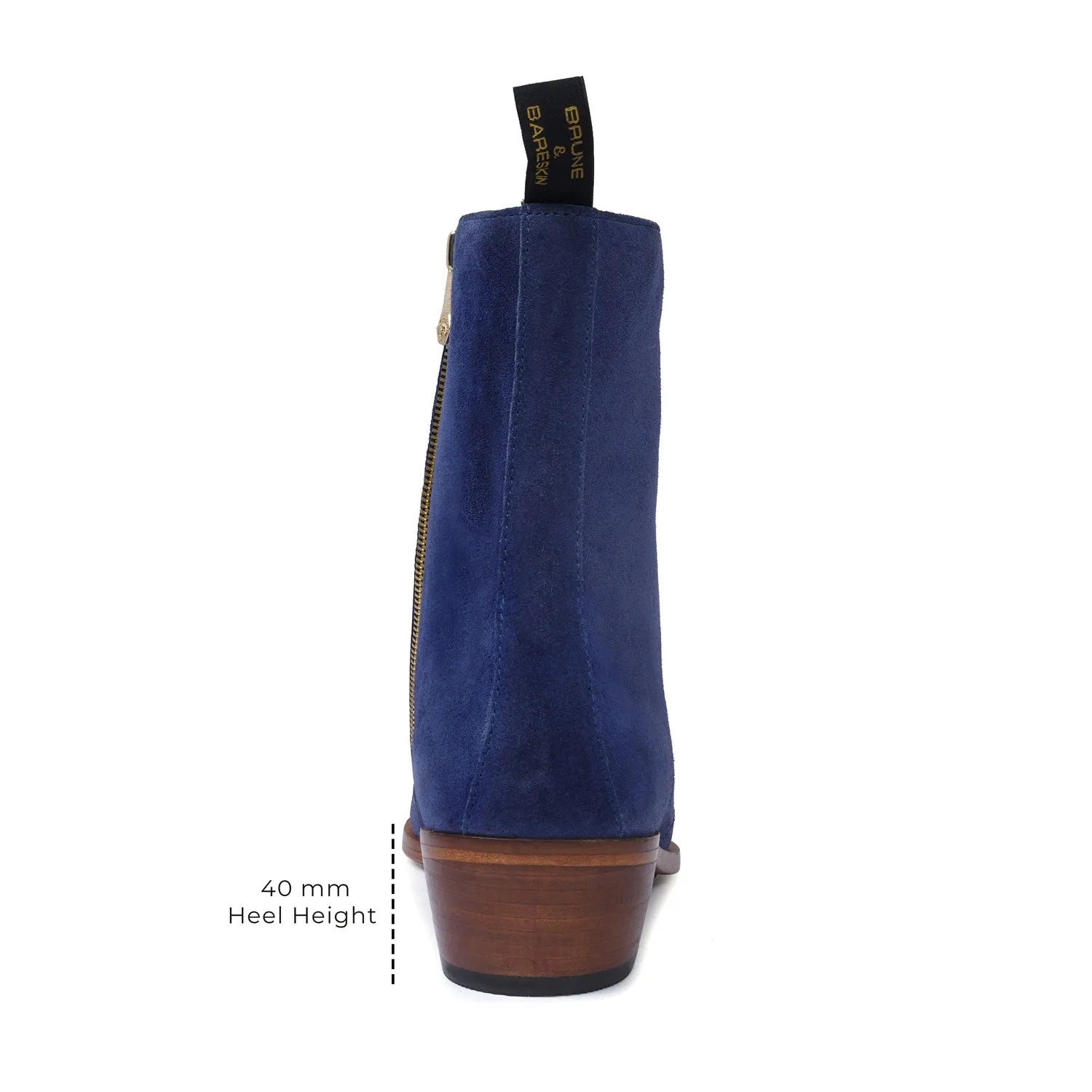 Cuban Heel Chelsea Boot in Blue Suede Leather