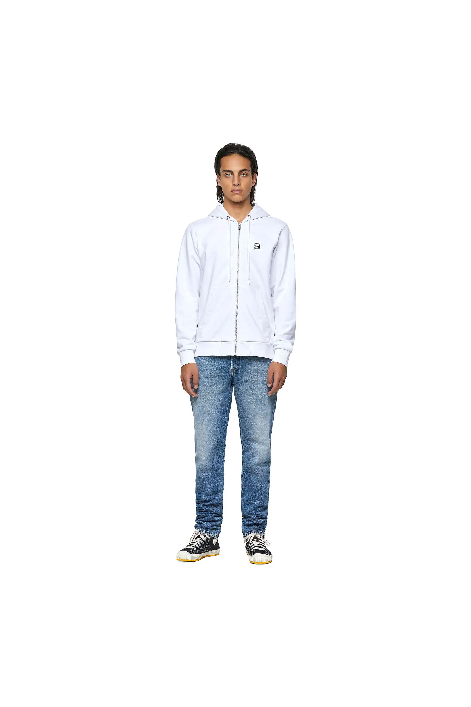 Diesel S-Girk-Hood-Zip-K1 Felpa White Men Hoodies|akgalleria.com