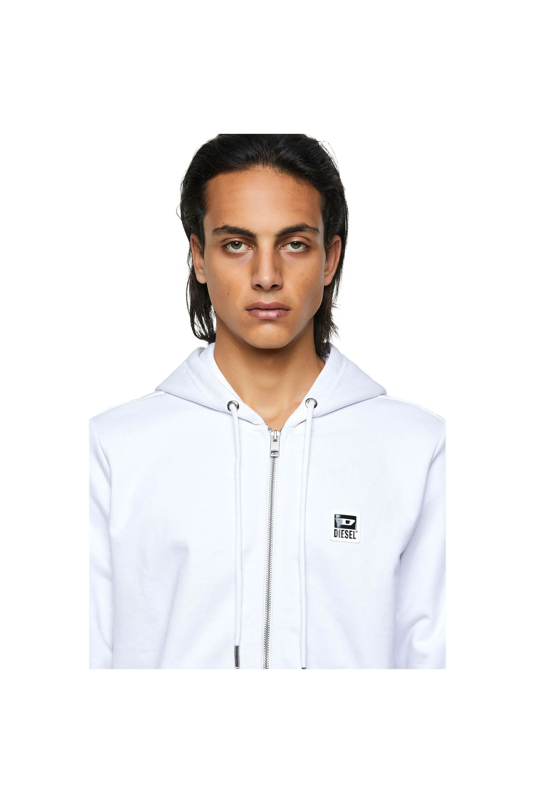 Diesel S-Girk-Hood-Zip-K1 Felpa White Men Hoodies|akgalleria.com