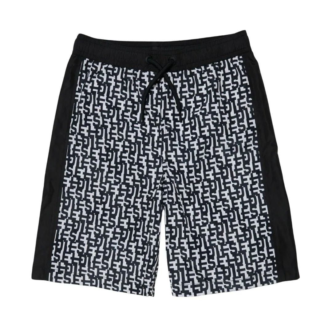 Diesel Swim Shorts All Over Logo Blackshor