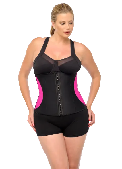 Diva’s Celebrity Waist Trainer - Waist Cincher, Black with Pink Curve.