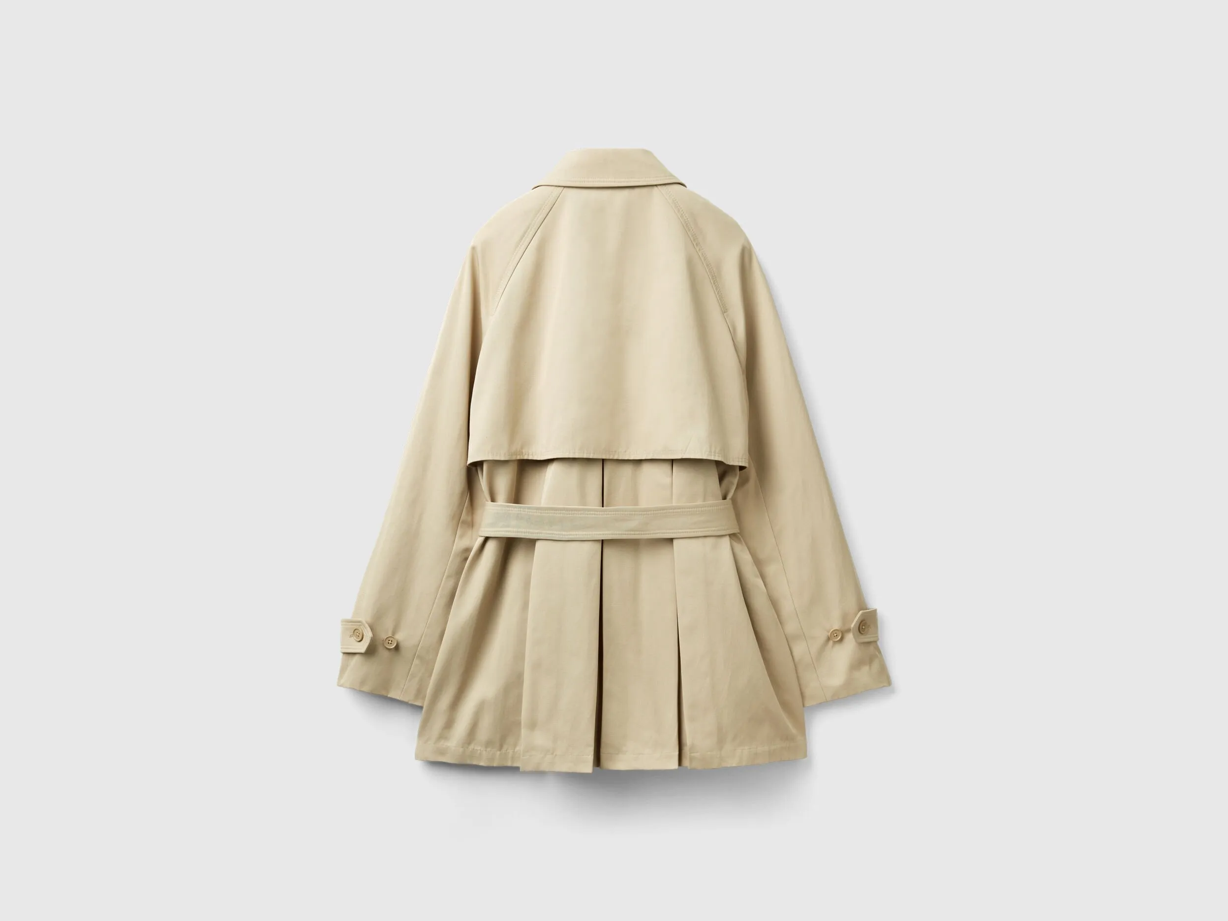 Double-breasted short trench coat - Beige | Benetton