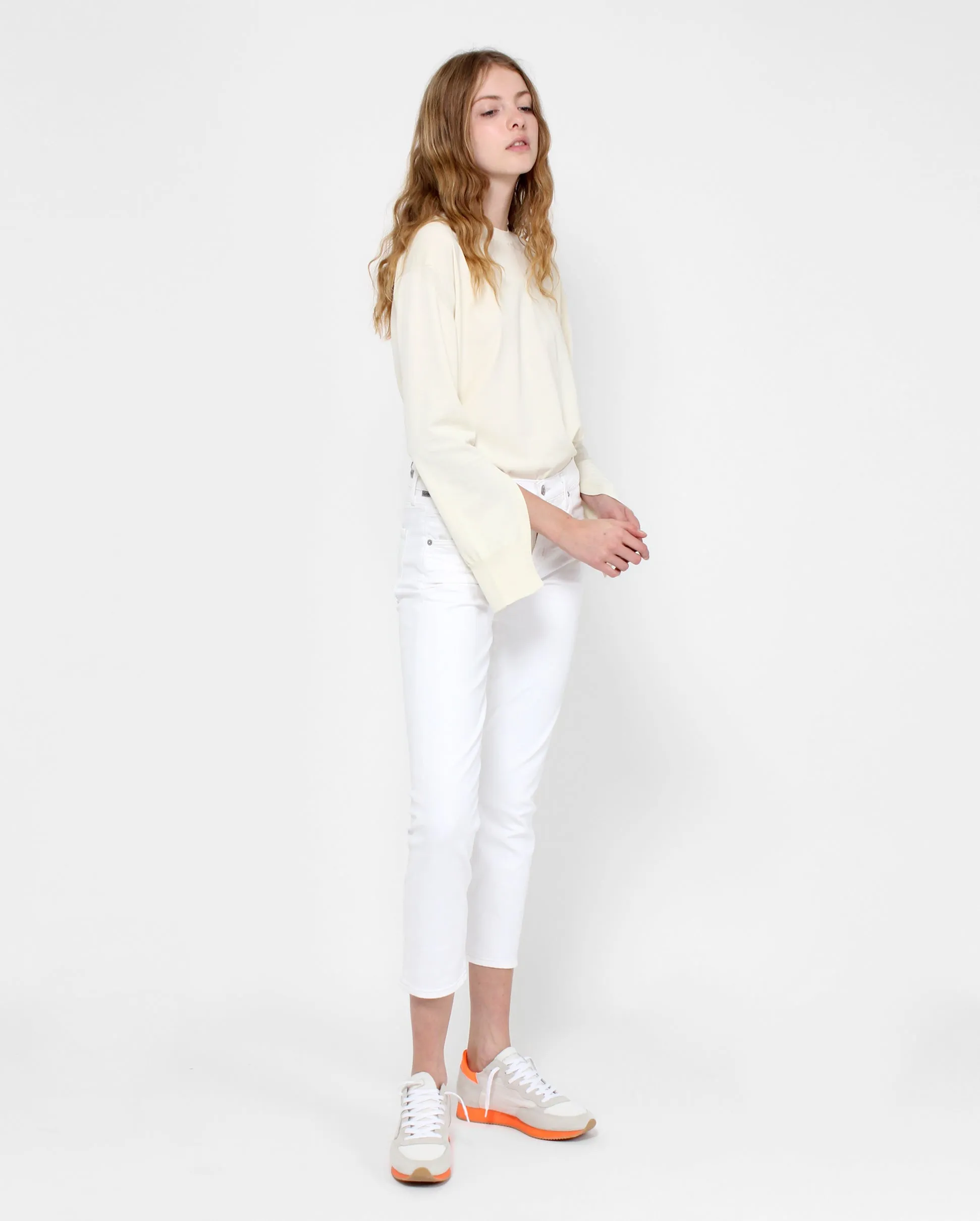 Elsa Mid Rise Slim Crop / Sea Salt