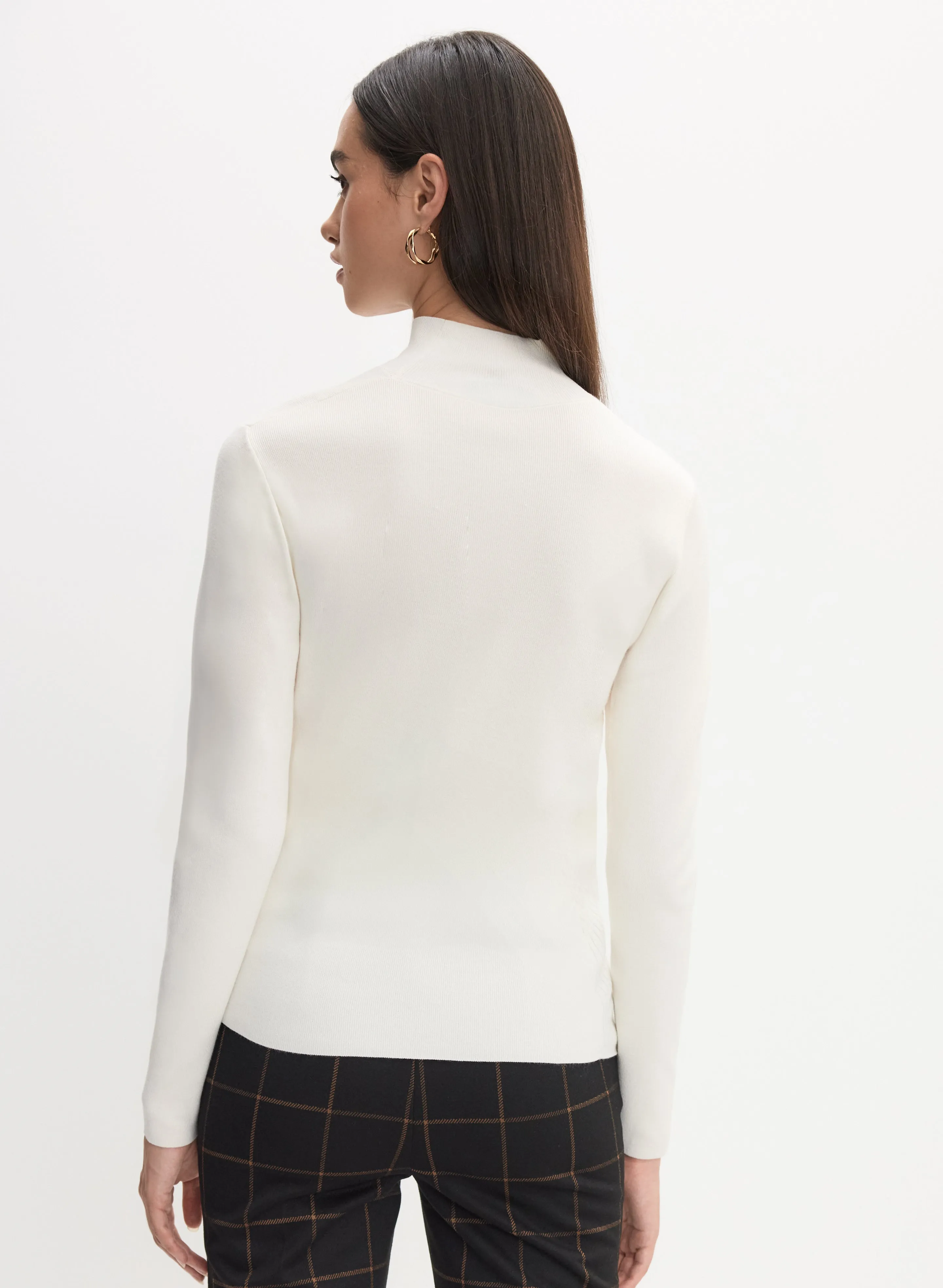 Essential Mock Neck Ribbed Knit Sweater