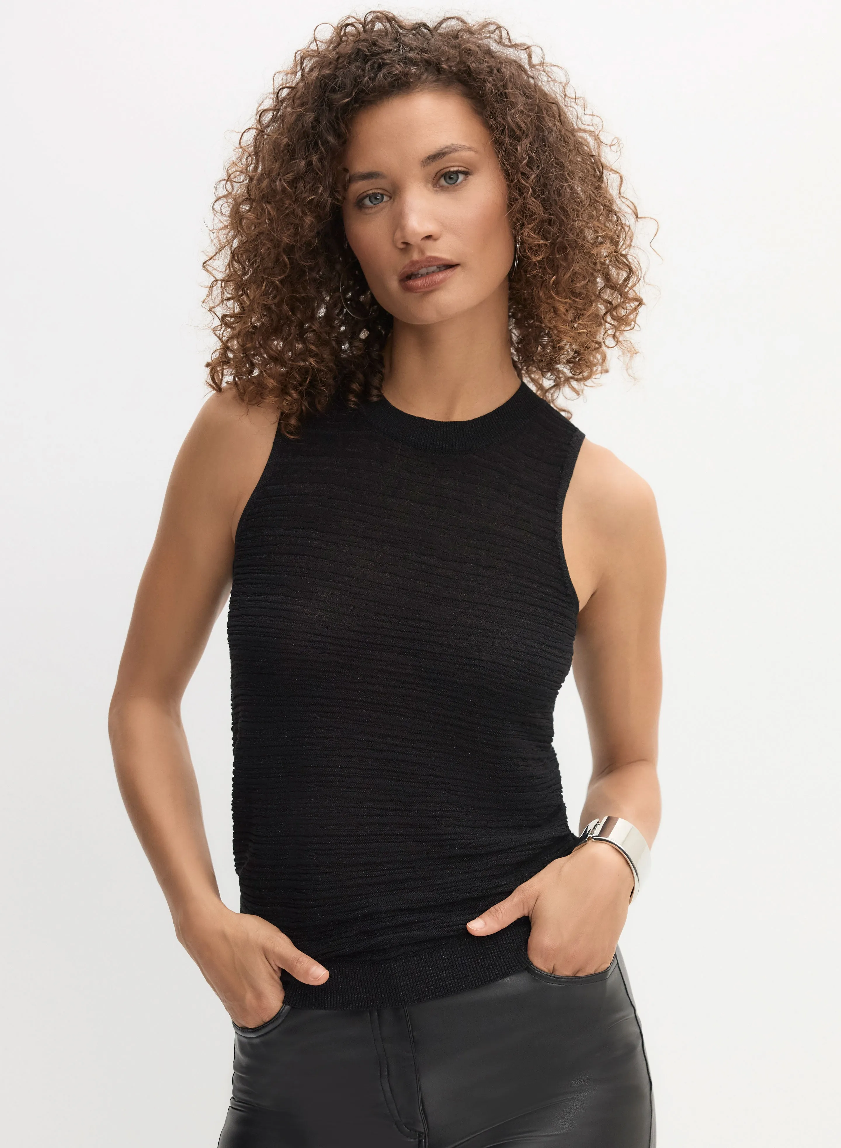 Essential Sleeveless Textured Sweater