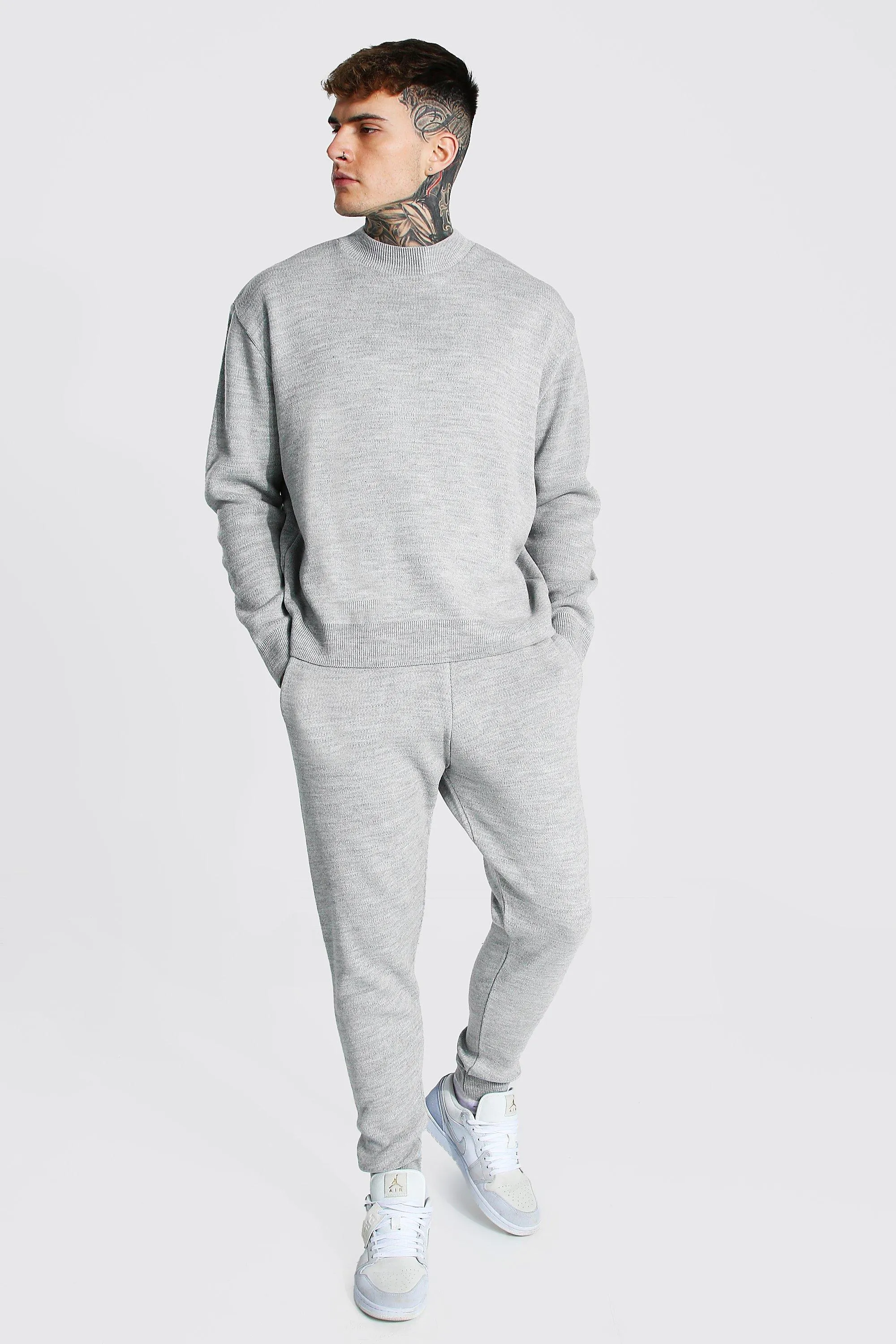 Extended Neck Knitted Sweater & Jogger Set