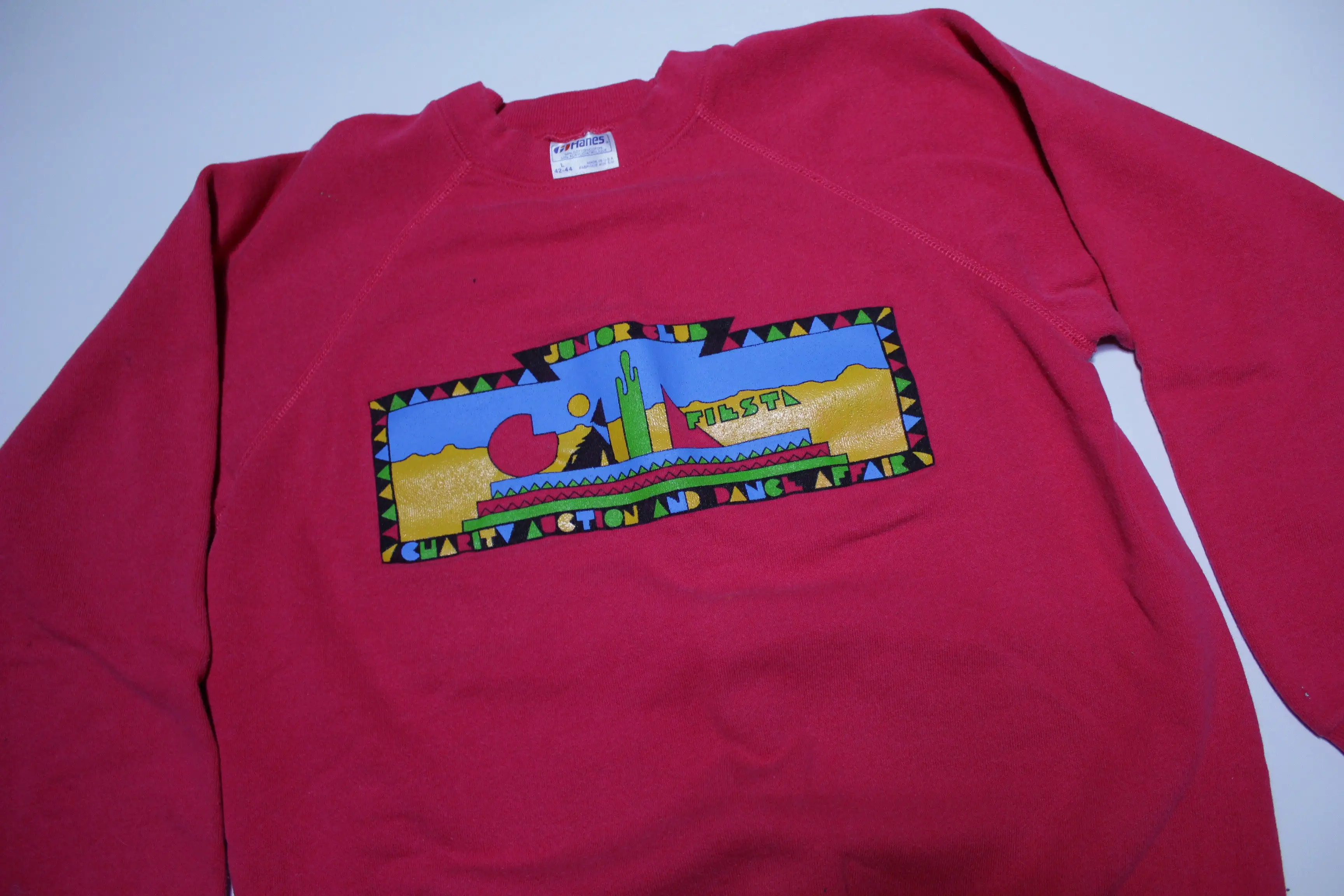 Fiesta Junior Club Charity Auction and Dance Affair Vintage 80's Hanes Crewneck Sweatshirt