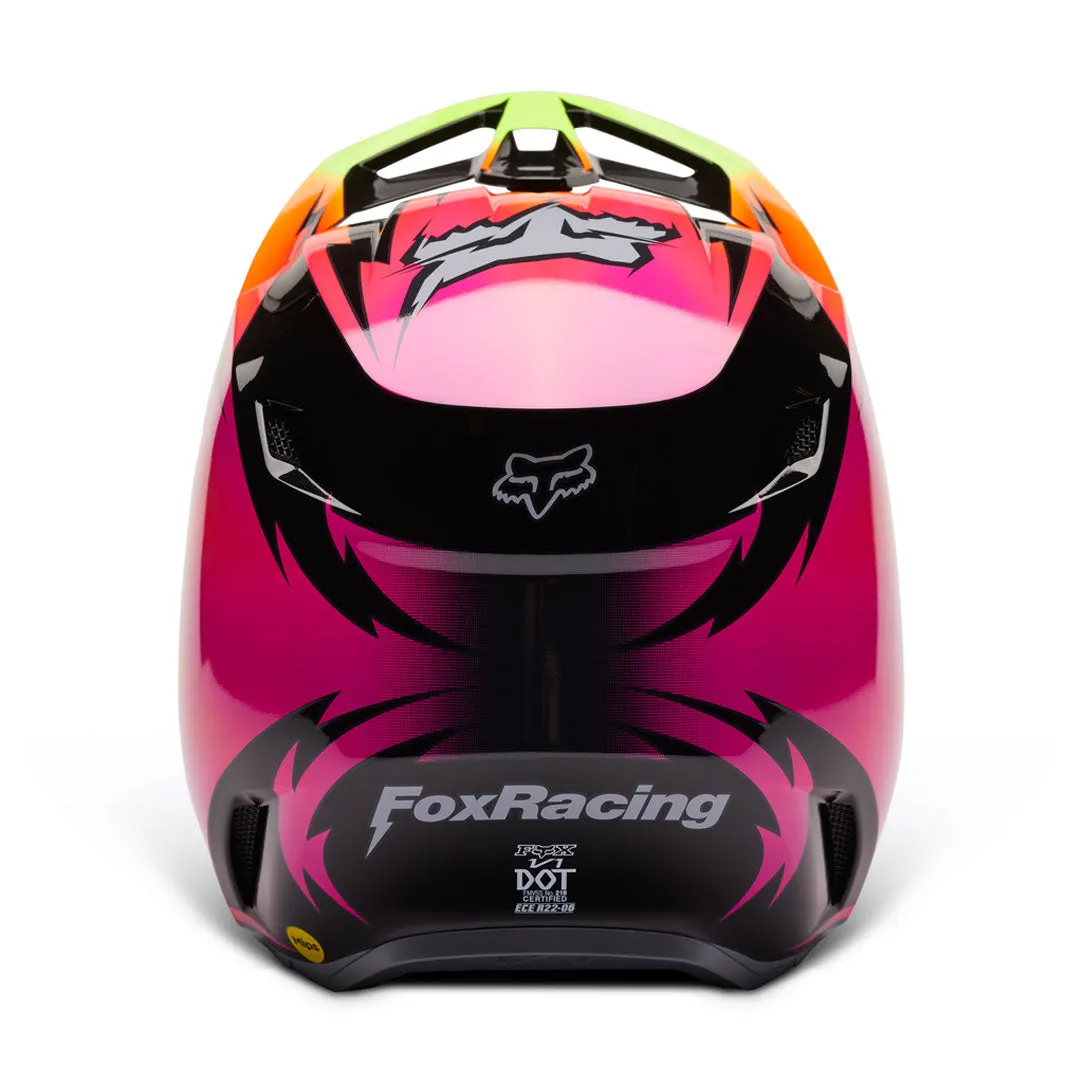 Fox - Youth V1 Statk Black/Pink/Yellow Helmet