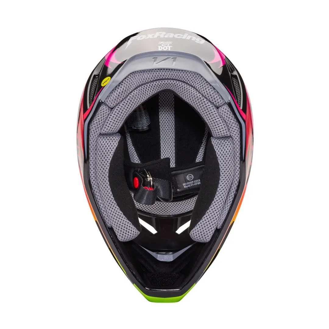 Fox - Youth V1 Statk Black/Pink/Yellow Helmet